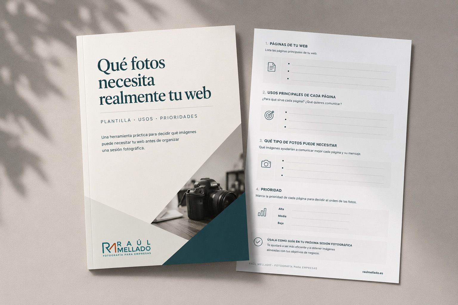 Mockup del recurso Qué fotos necesita realmente tu web, herramienta práctica para preparar fotografías para una web de empresa.